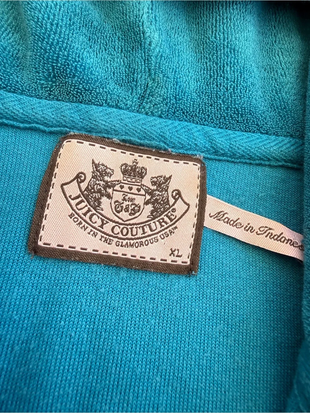 RARE VINTAGE 2000s Y2K JUICY COUTURE GRAPHIC LIGHT BLUE VELVET TRENDY ZIP UP